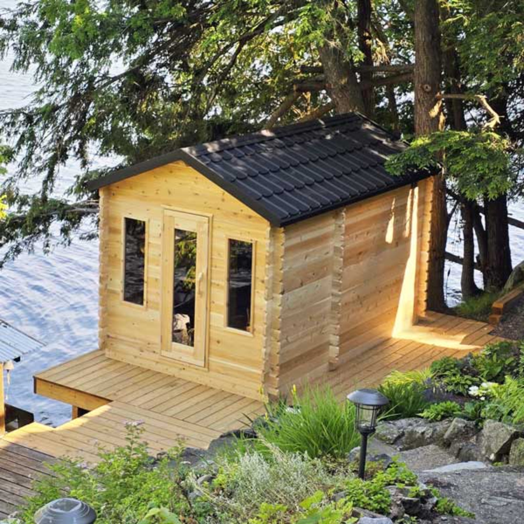 Dundalk LeisureCraft CT Georgian Cabin Sauna with Changeroom – Outdoor Cedar Sauna