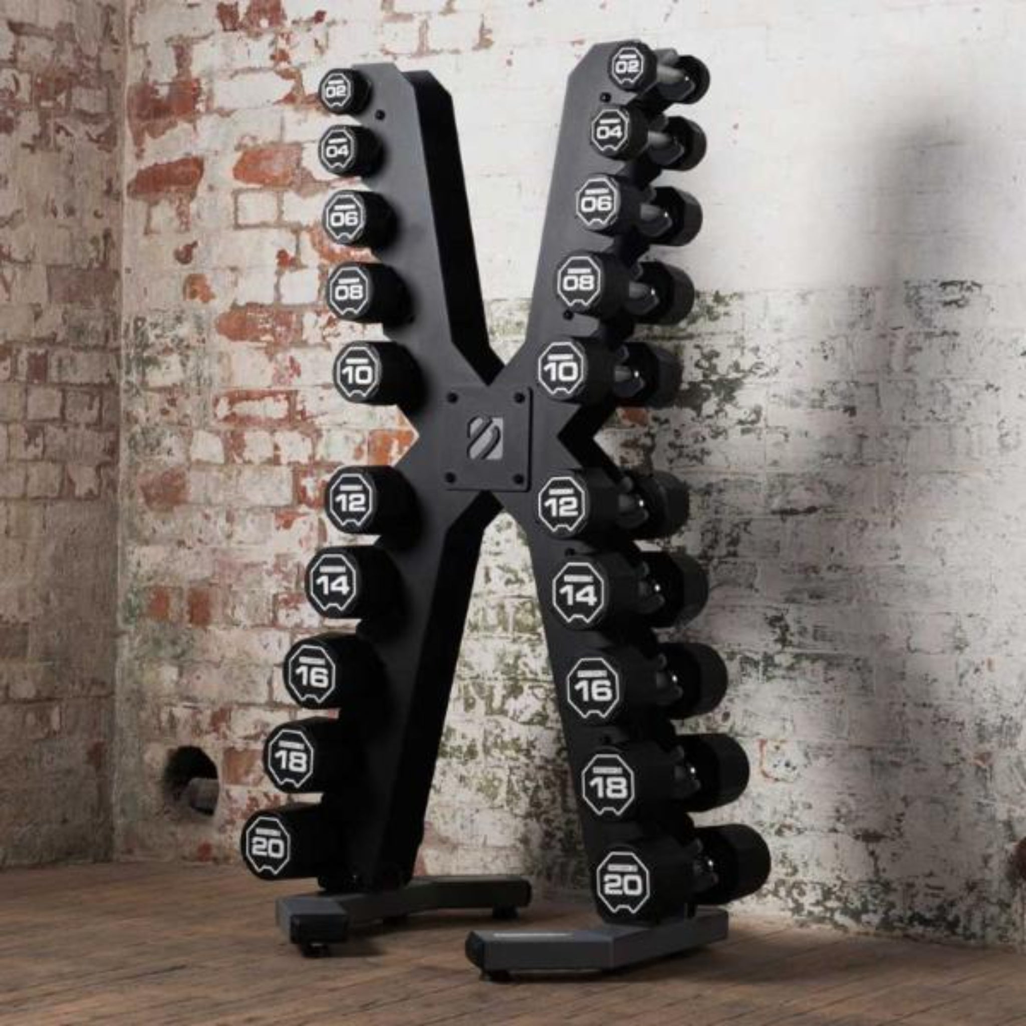 Escape Fitness 5–50lb Urethane Dumbbell Set with XRACK 2.0 Vertical Rack