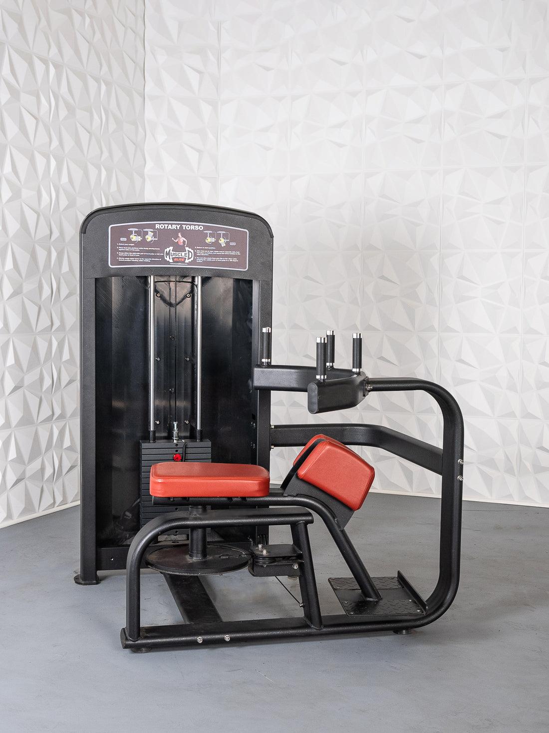Elite Selectorized Rotary Torso - Muscle D Fitness - Commercial - Adjustable Seat - Pin Selectorized Stack - Oblique Trainer