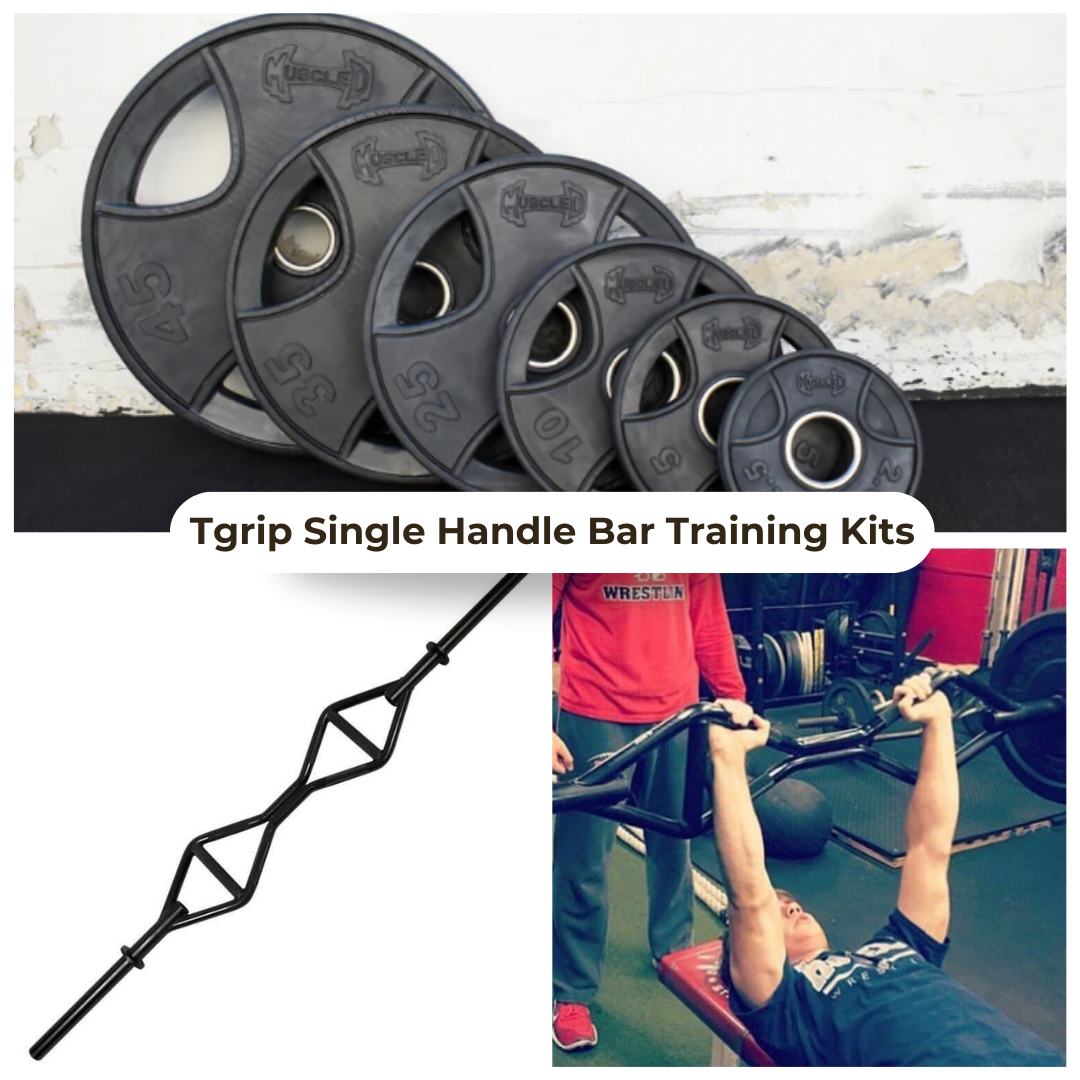 TGrip Pro Series Single Handle Bar with Solid Olympic Sleeves Training Kits - Multi Grip - Functional Training - Football - Swiss - Neutral