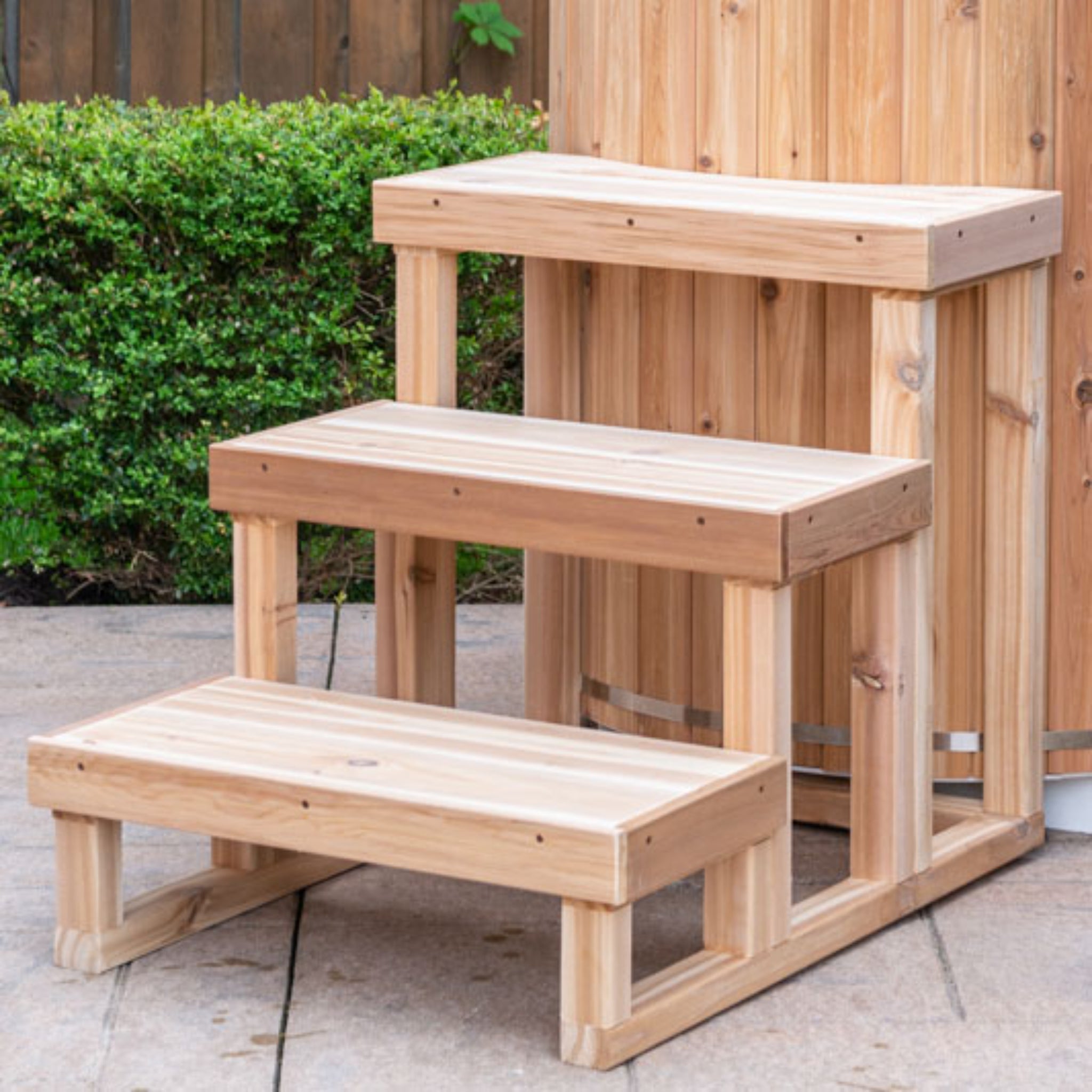 Dundalk Leisurecraft 3 Tier Steps for Cold Plunge – Knotty Red Cedar