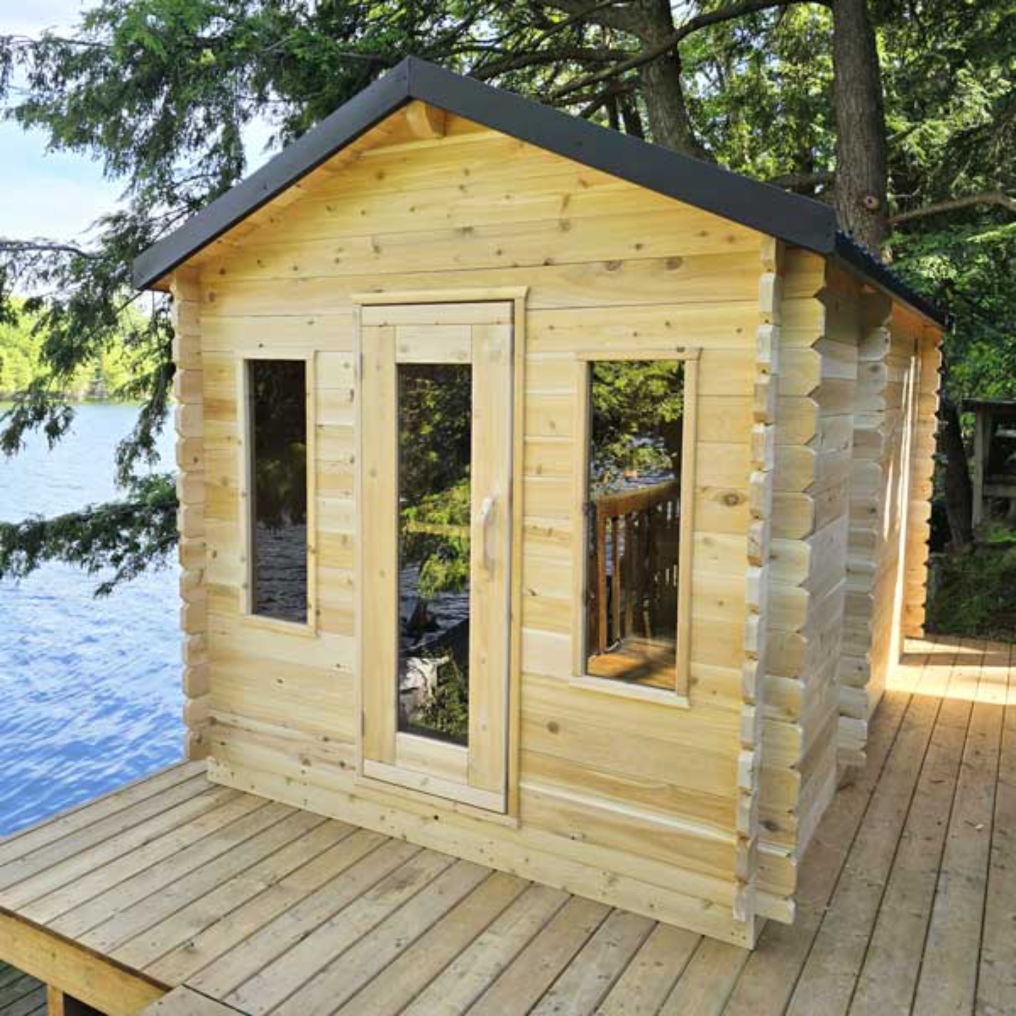 Dundalk LeisureCraft CT Georgian Cabin Sauna with Changeroom – Outdoor Cedar Sauna