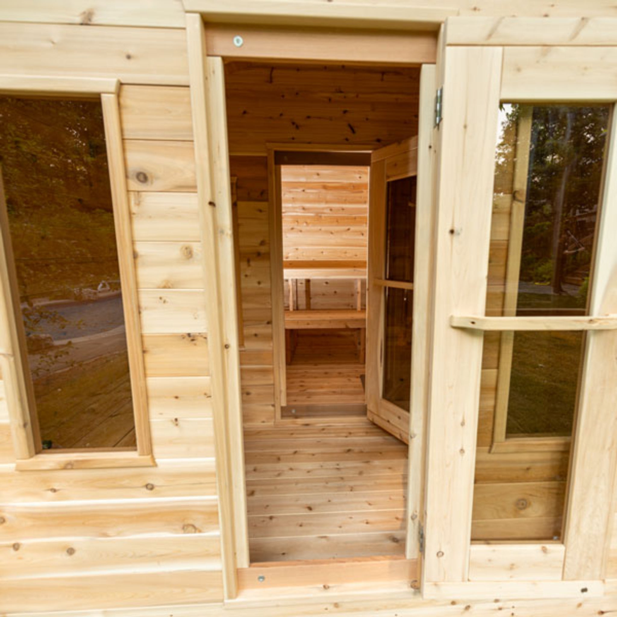 Dundalk LeisureCraft CT Georgian Cabin Sauna with Changeroom – Outdoor Cedar Sauna