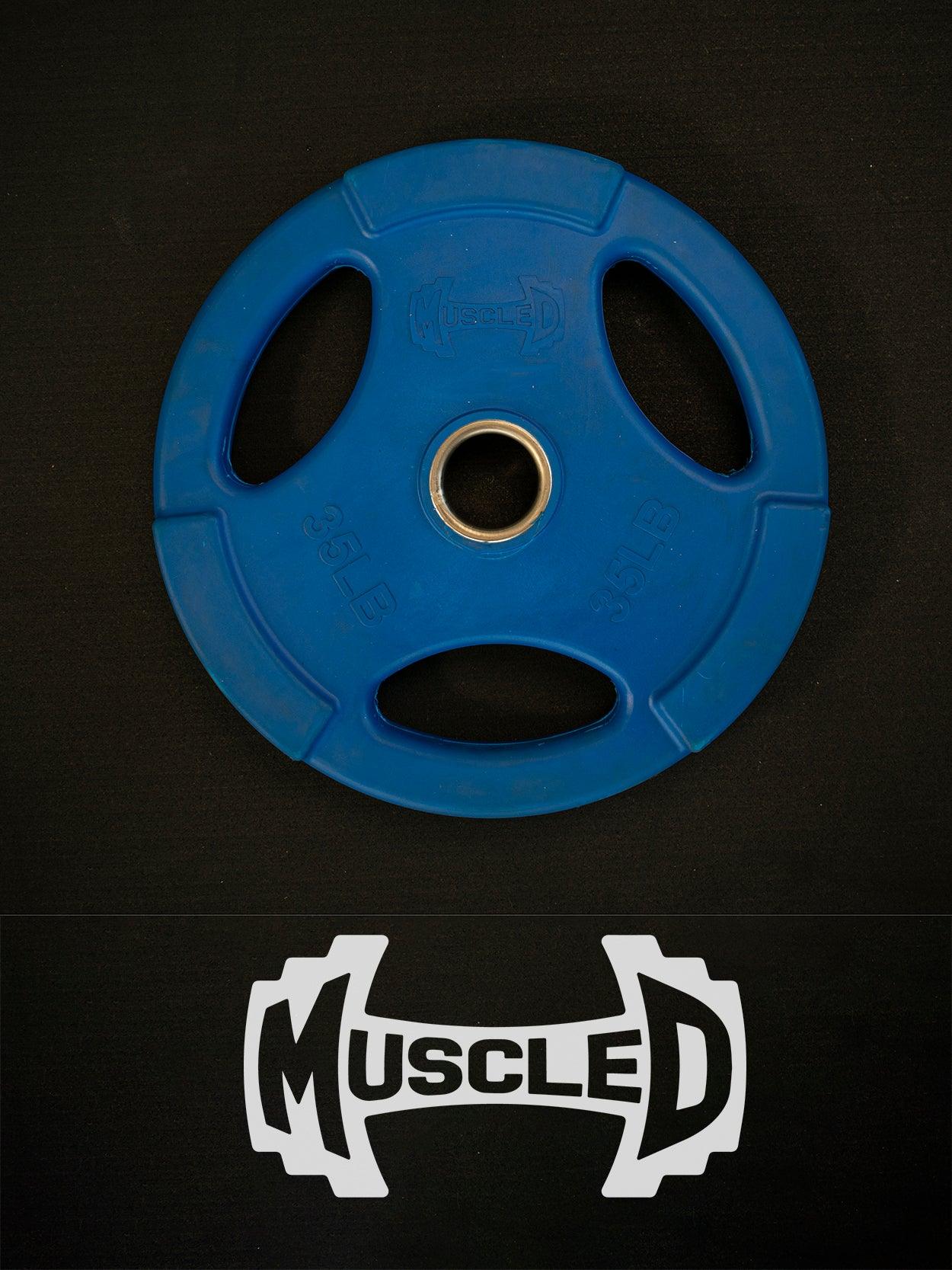 RUBBER COATED COLORED OLYMPIC PLATES: Rubber Plates, per Pair - Muscle D Fitness - Weights Pairs